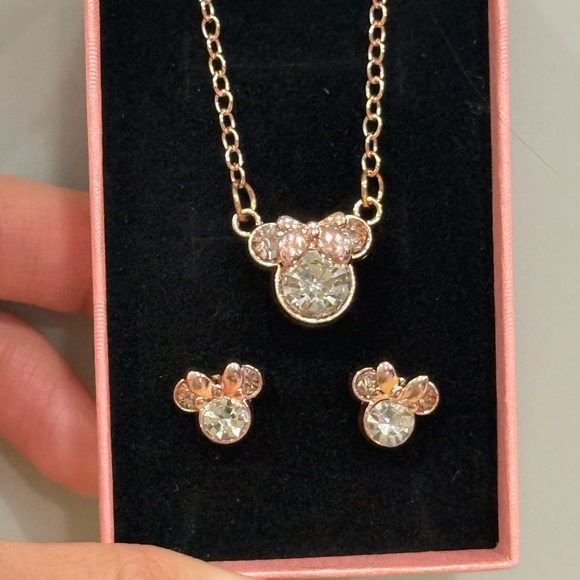 Jewelry - Jewelry Set | Rose Gold Minnie Mouse Earring Studs + Necklace